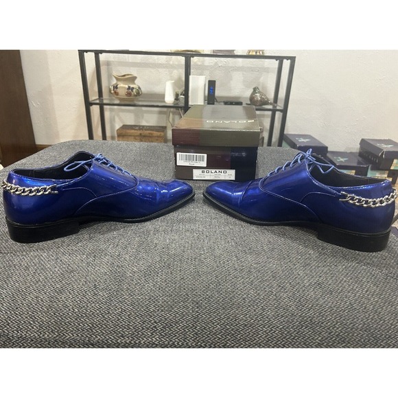 Bolano Chainz Men’s Oxford Style Dress Shoes Royal Blue Lace Up Size 12 - Picture 7 of 13